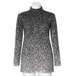 J. Jill PureJill  Mock Turtleneck Gray White Sweater Size S